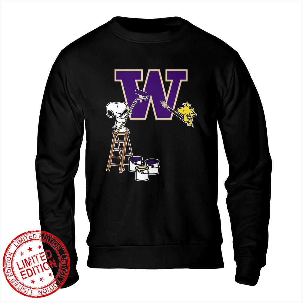 Washington Huskies Snoopy and Woodstock Painting Logo Shirt