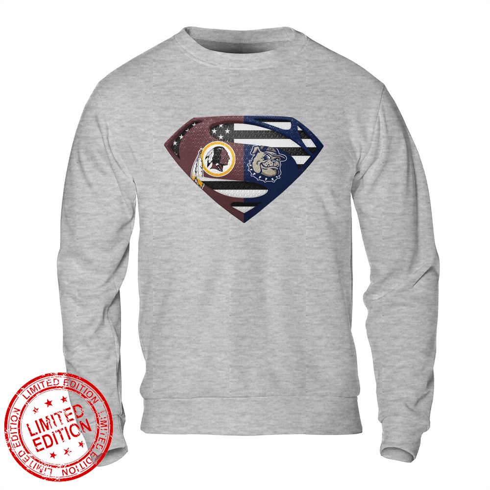 Washington Redskins Georgetown Hoyas Superman Logo Us Flag Shirt