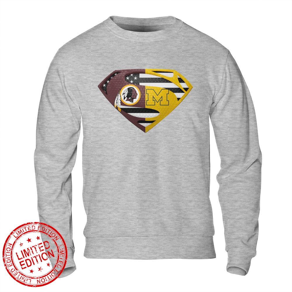 Washington Redskins Michigan Wolverines Superman Logo Us Flag Shirt