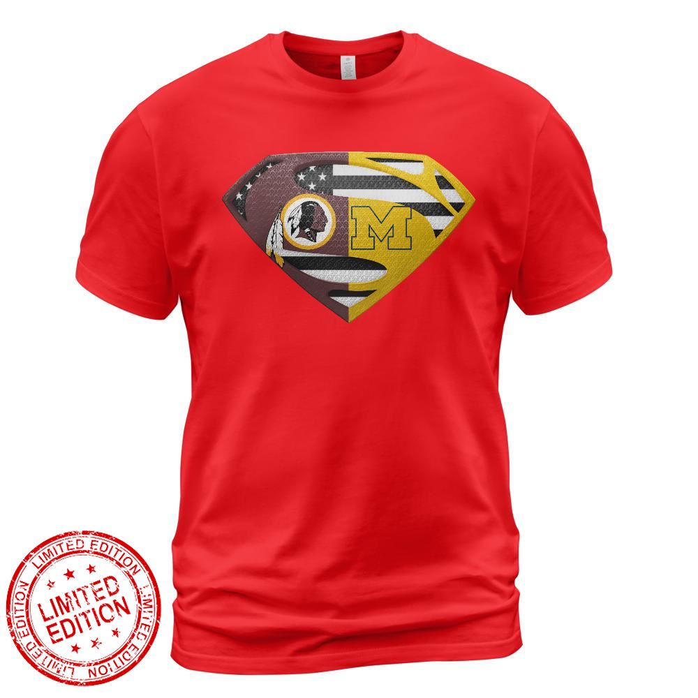 Washington Redskins Michigan Wolverines Superman Logo Us Flag Shirt