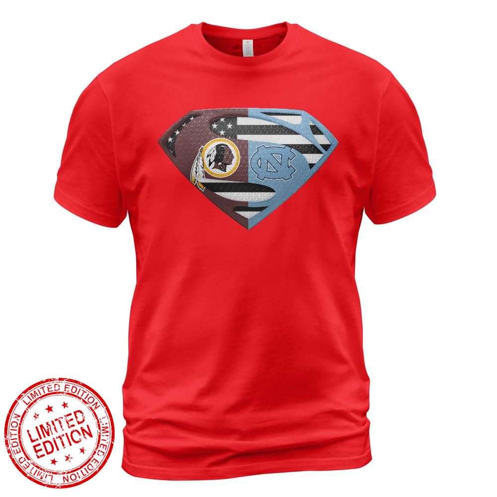 Washington Redskins North Carolina Tar Heels Superman Logo Us Flag Shirt