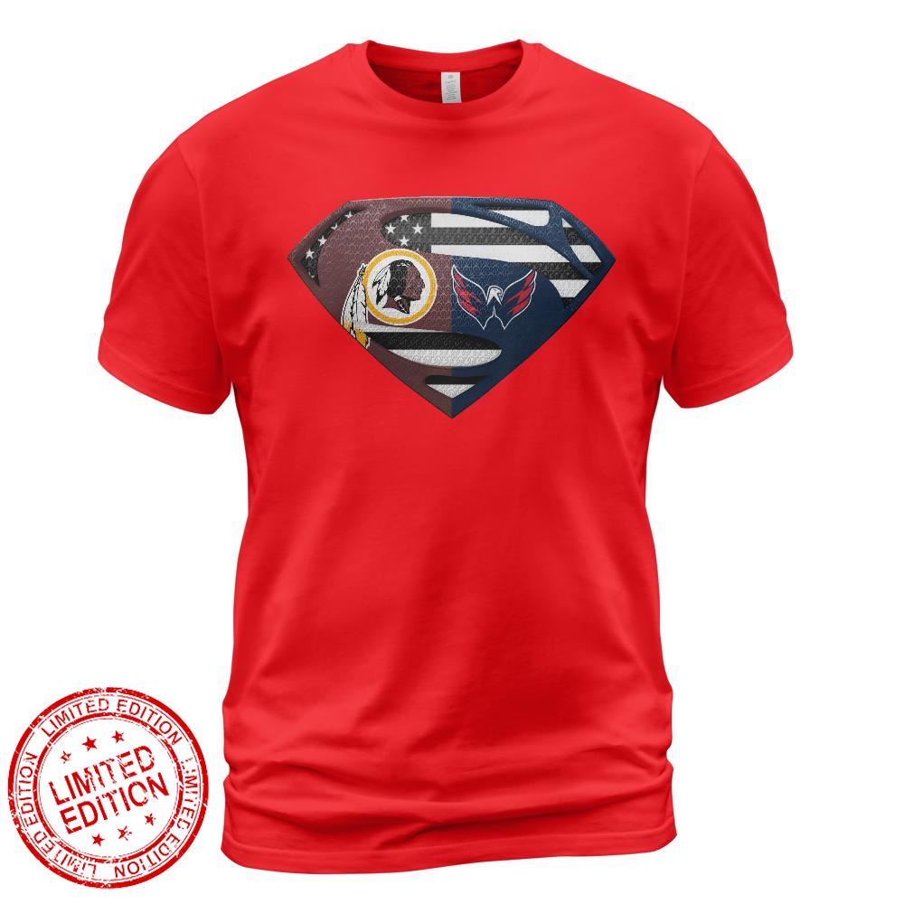 Washington Redskins Washington Capitals Superman Logo Us Flag Shirt