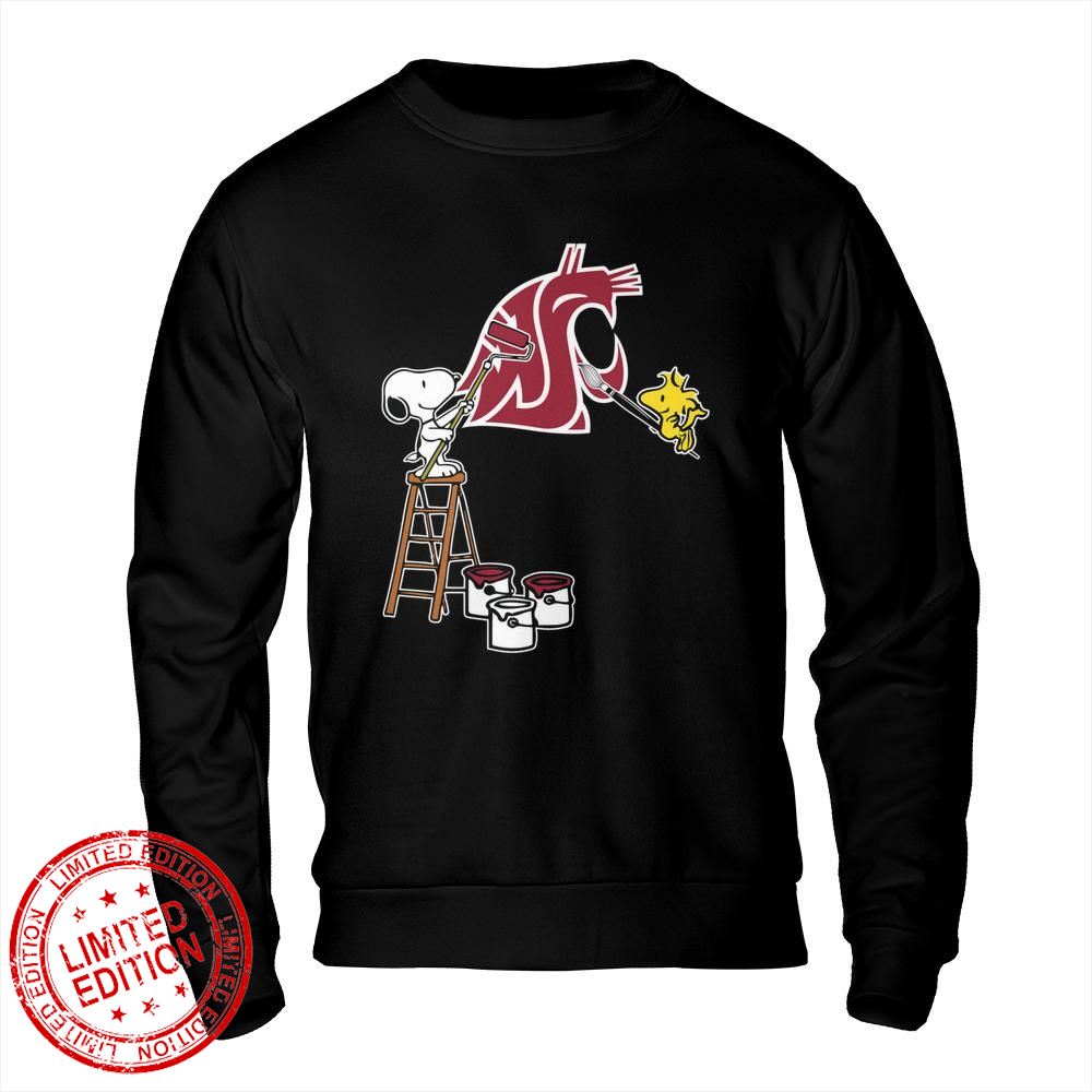Washington State Cougars Snoopy and Woodstock Painting Logo Shirt
