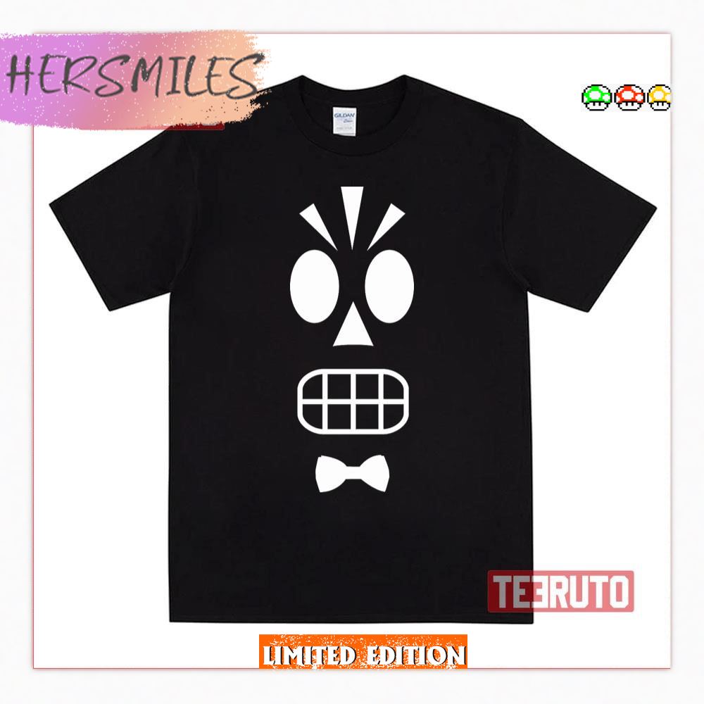 White Outline Grim Fandango Manny Calavera T-Shirt