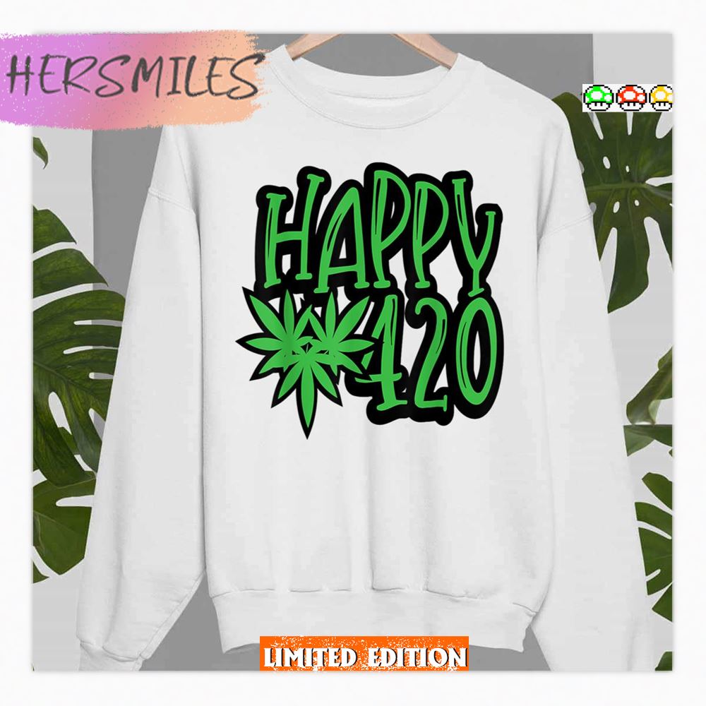 Green Colored Happy 420 Day Shirt Green Colored Happy 420 Day Shirt