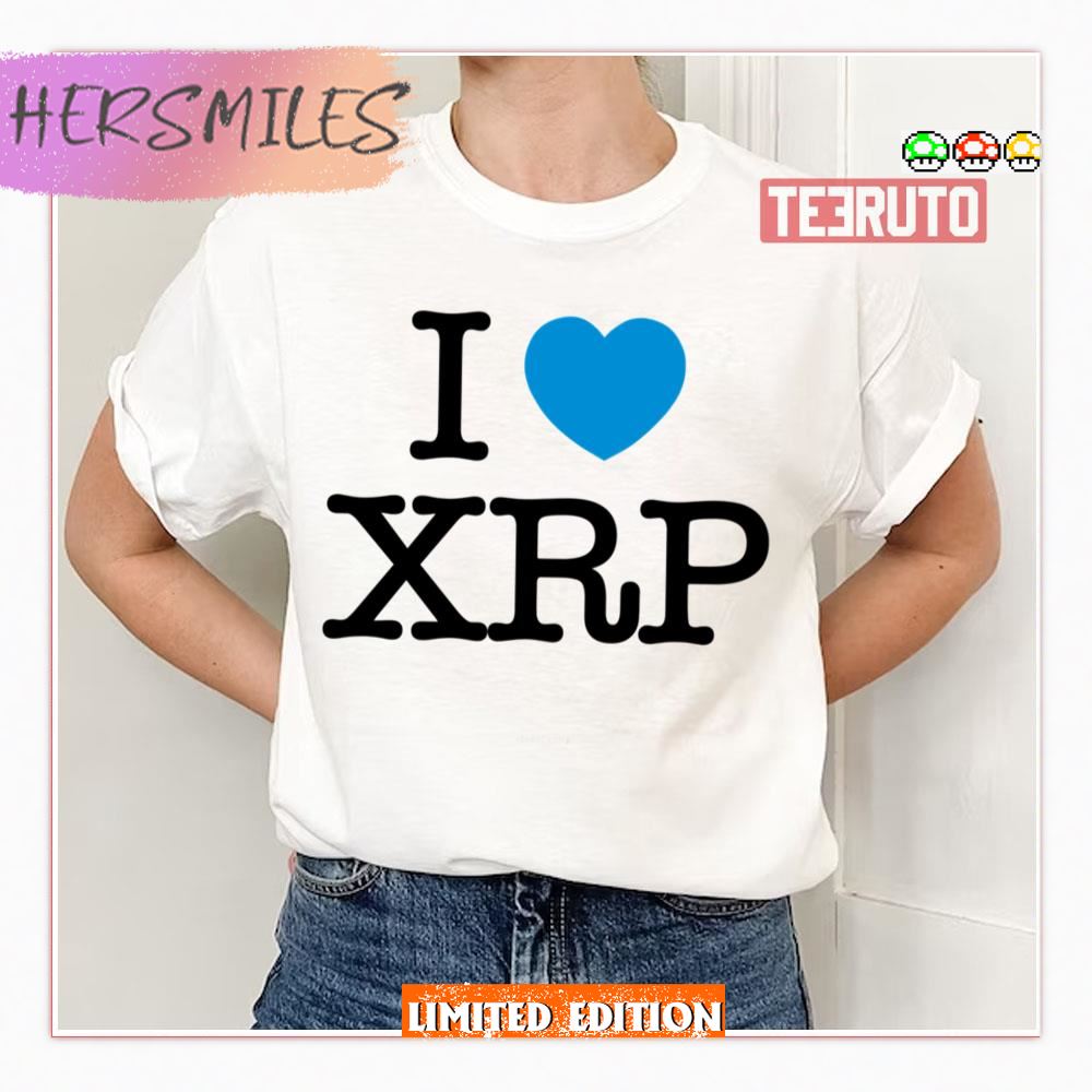 I Love Xrp Ripple Crypto Blue Heart Blue Protocol Shirt