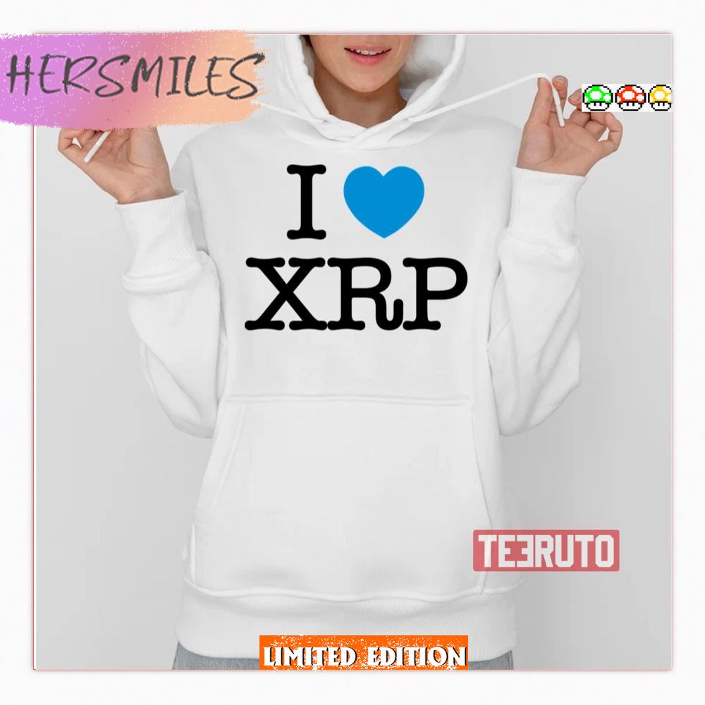 I Love Xrp Ripple Crypto Blue Heart Blue Protocol Shirt