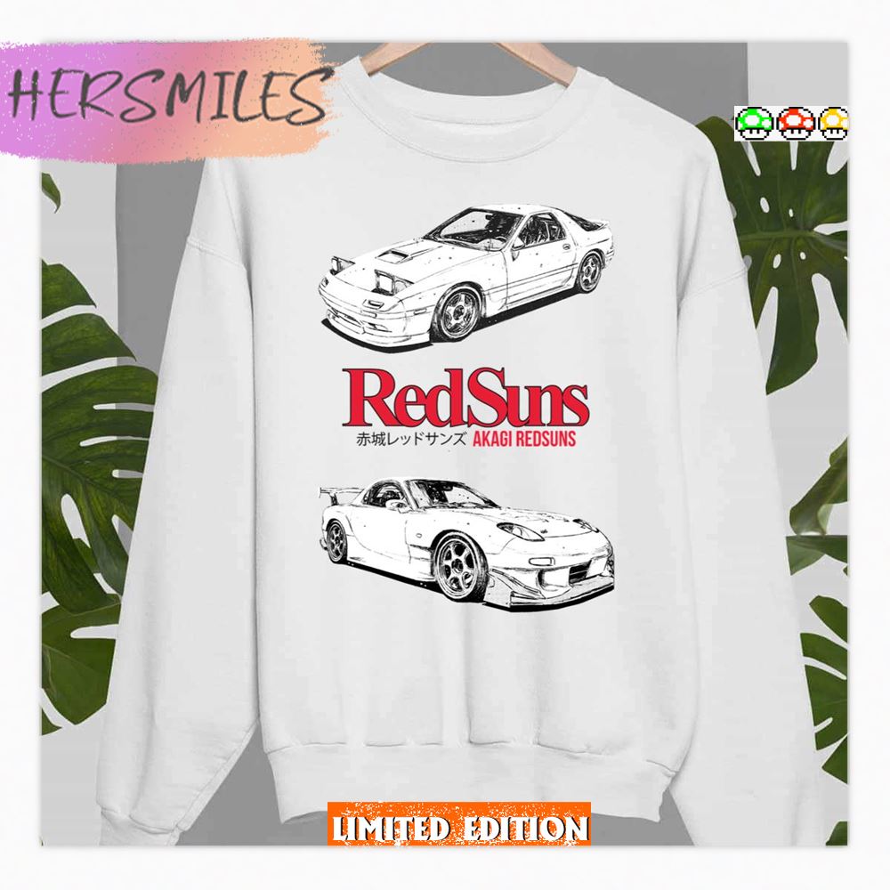 Initial D Akagi Redsuns Manga White Car Artwork Shirt Initial D Akagi Redsuns Manga White Car Artwork Shirt