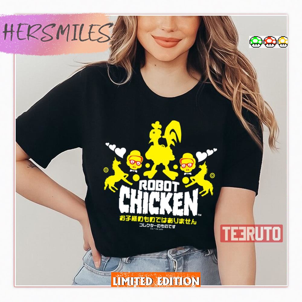 Nerd Unicorn Graphic Robot Chicken Shirt