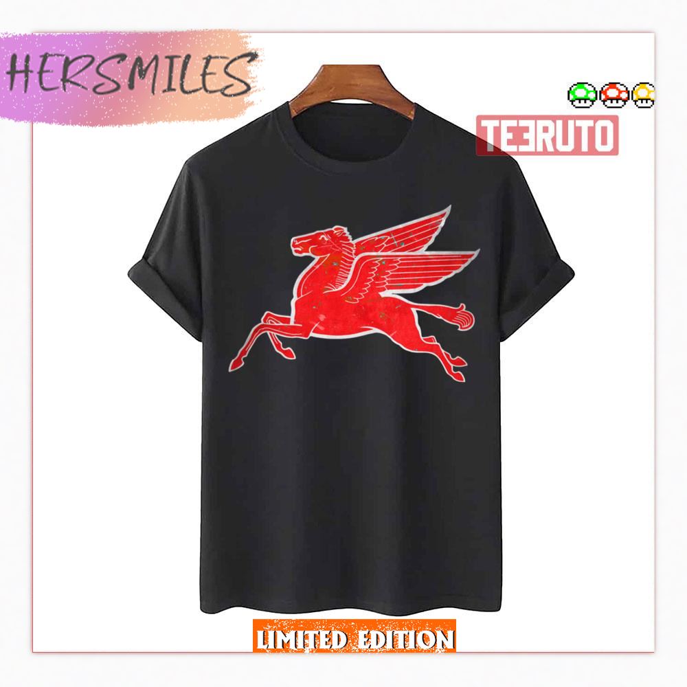 Red Pegasus Distressed Version Facing Left Shirt