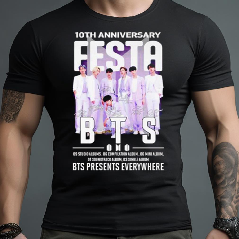 BTS 10th anniversary FESTA presents everywhere signatures Shirt