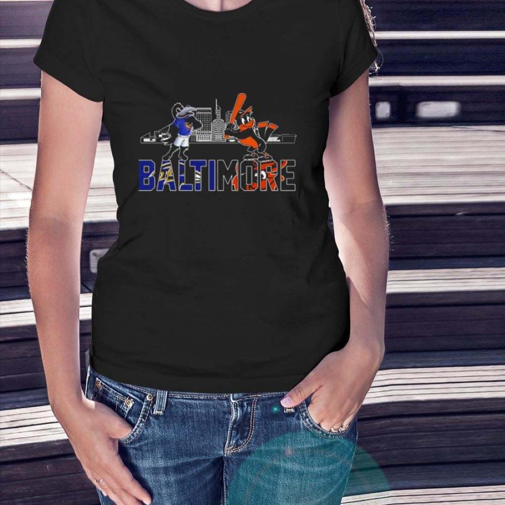 Baltimore Ravens And Baltimore Orioles Mascot Skyline Shirt