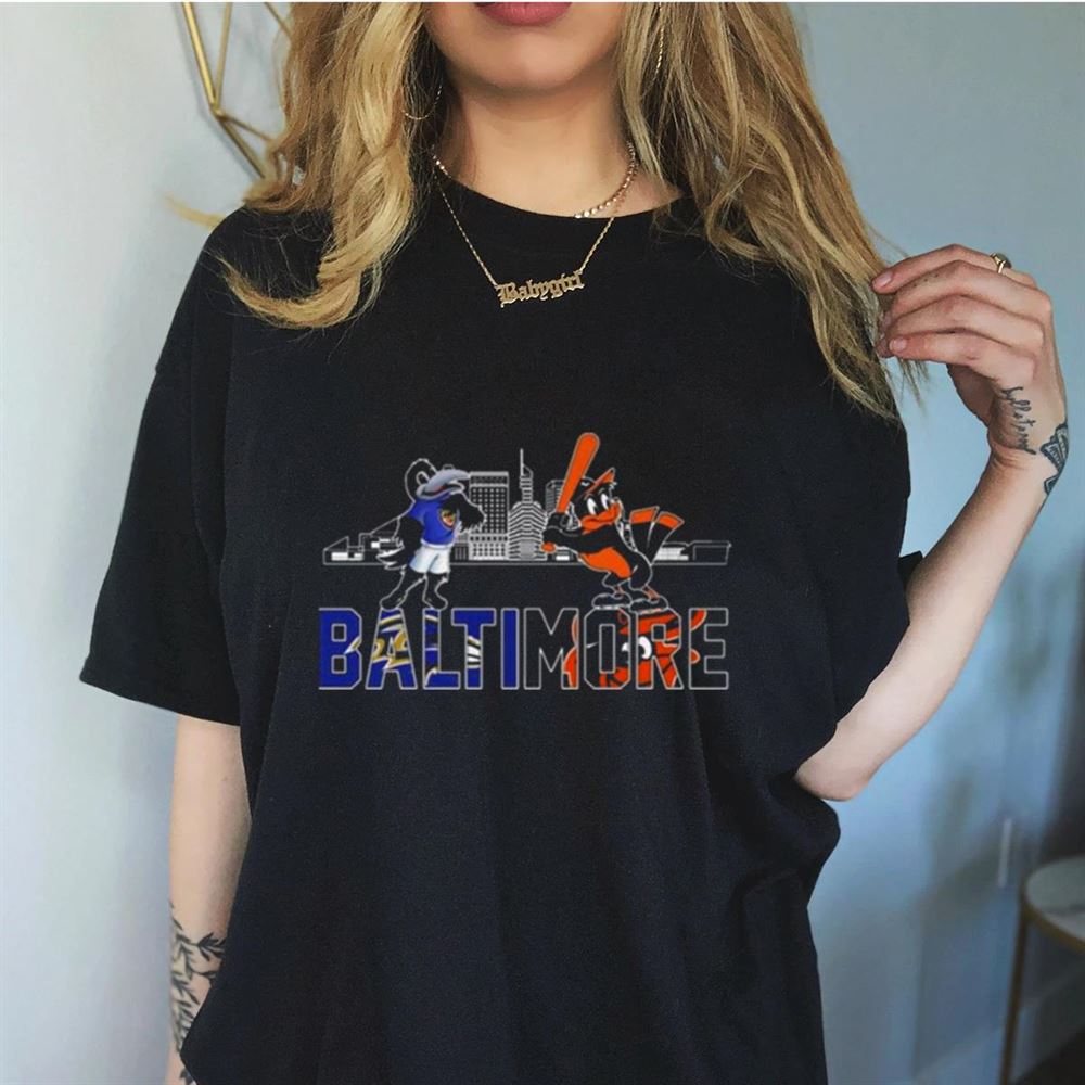 Baltimore Ravens And Baltimore Orioles Mascot Skyline shirt