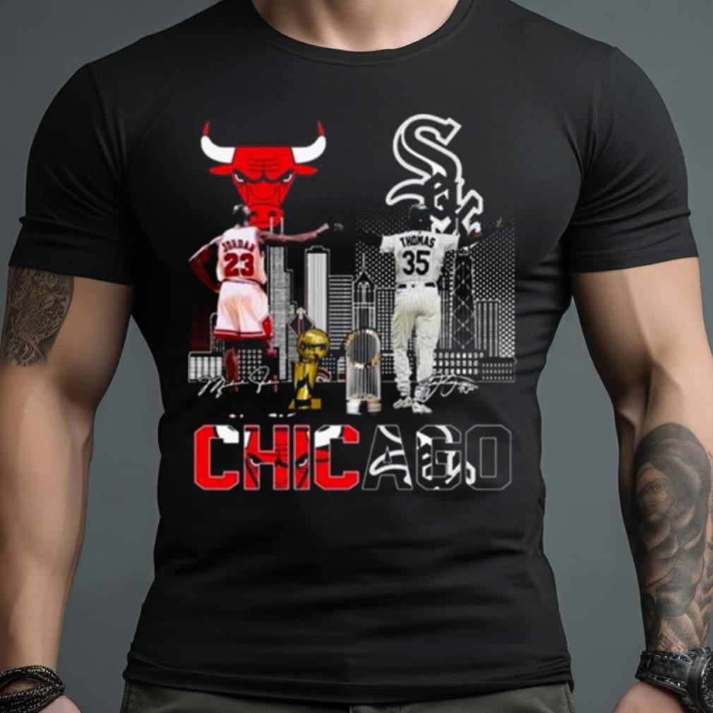 Chicago Bulls & Chicago White Sox Jordan And Thomas Skylines Signatures 2023 Shirt