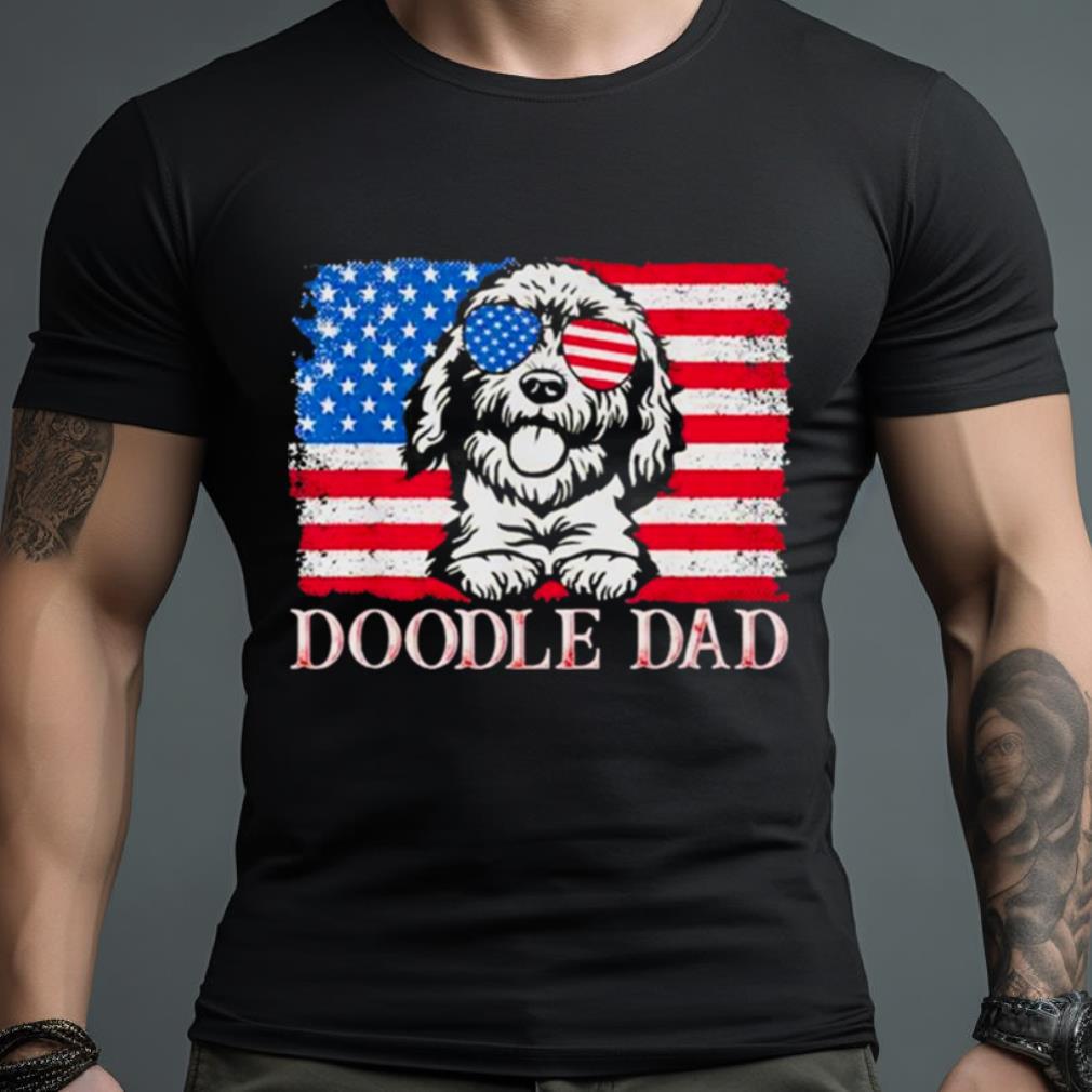 Doodle Dad Goldendoodle Dog American Flag 4Th Of July T Shirt