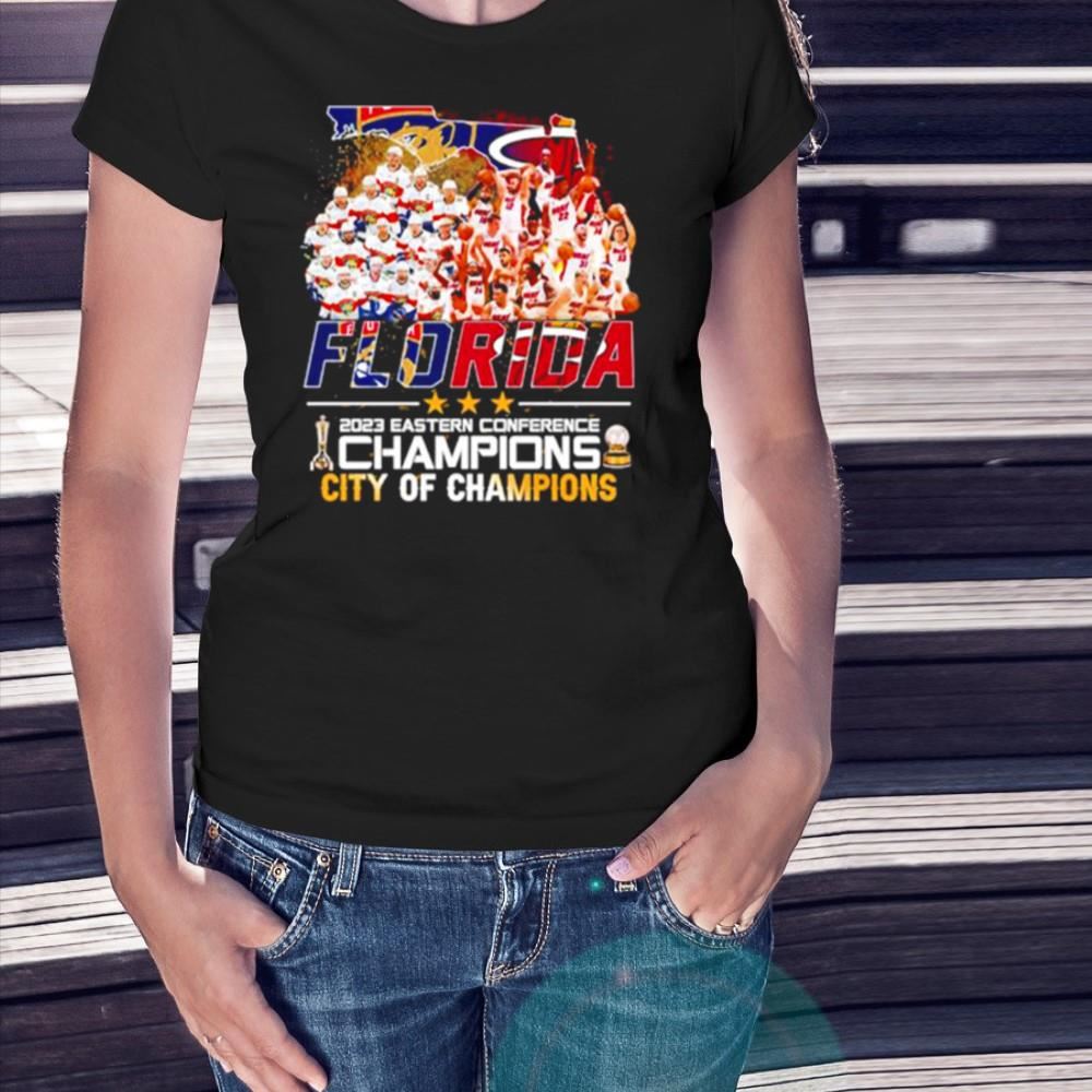 Flodira Panthers Miami Heat 2023 Eastern Conference Champions Shirt