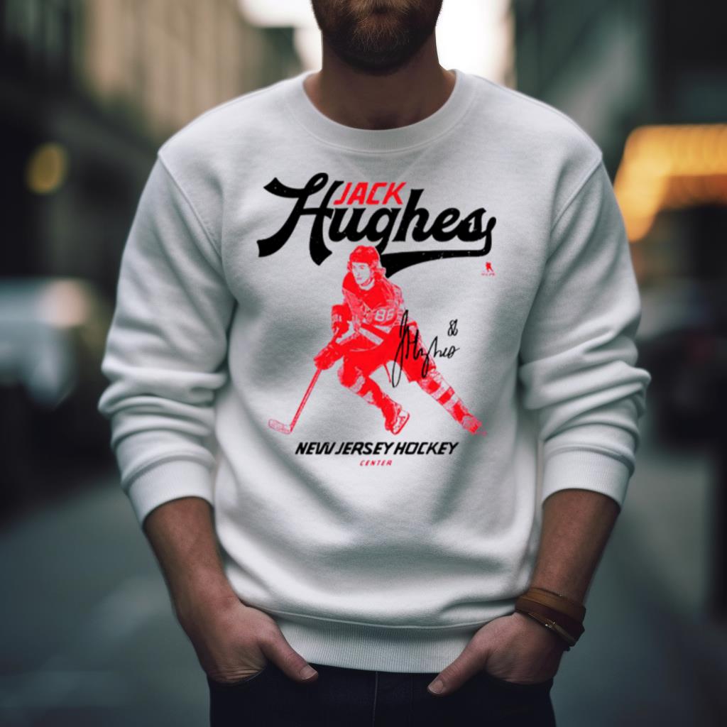 Jack Hughes New Jersey Hockey Center Signature Shirt Jack Hughes New Jersey Hockey Center Signature Shirt