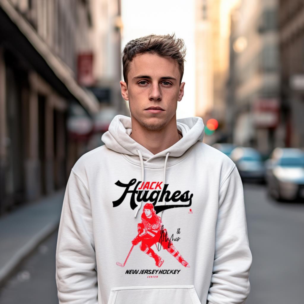 Jack Hughes New Jersey Hockey Center Signature Shirt Jack Hughes New Jersey Hockey Center Signature Shirt