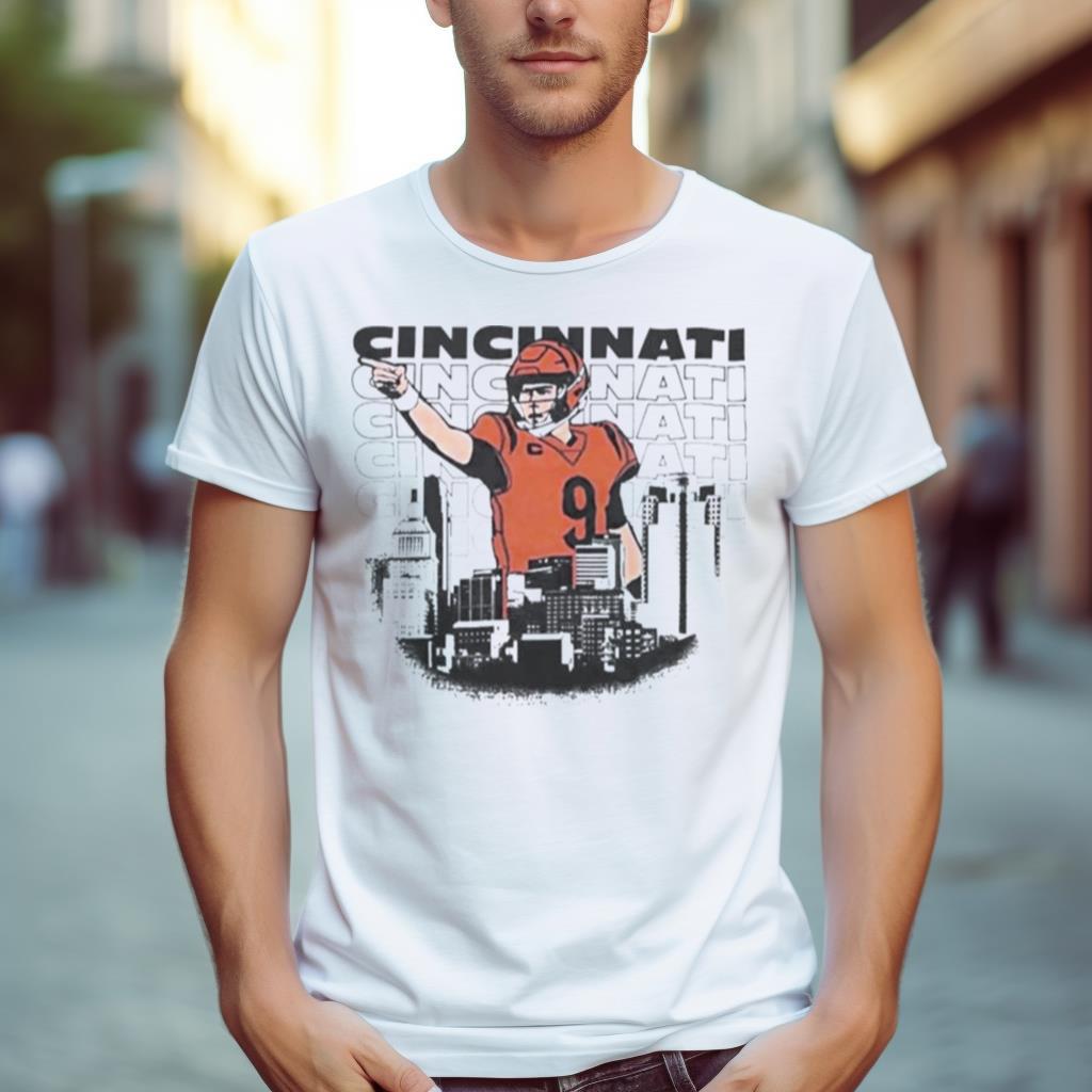 Joe Burrow No 9 Cincinnati Skyline Shirt