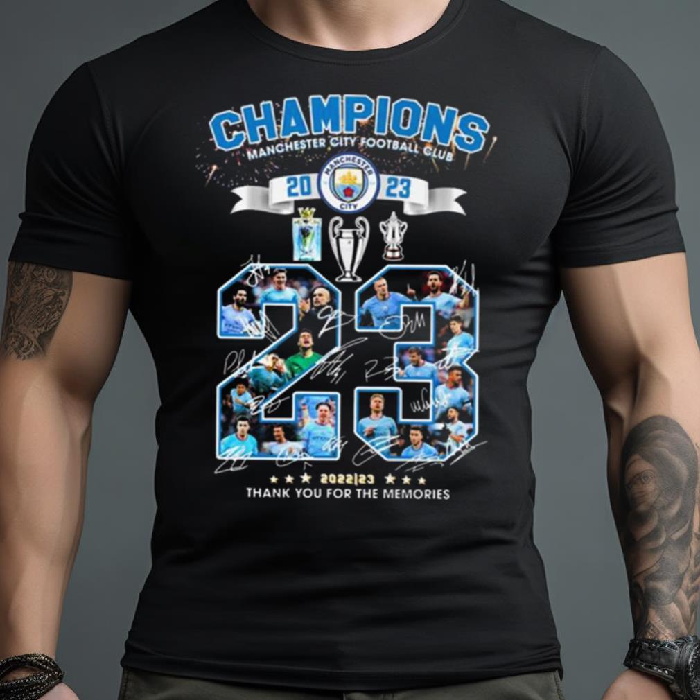 Manchester City The Citizens Champions 2023 Thank You For The Memories Signatures Shirt