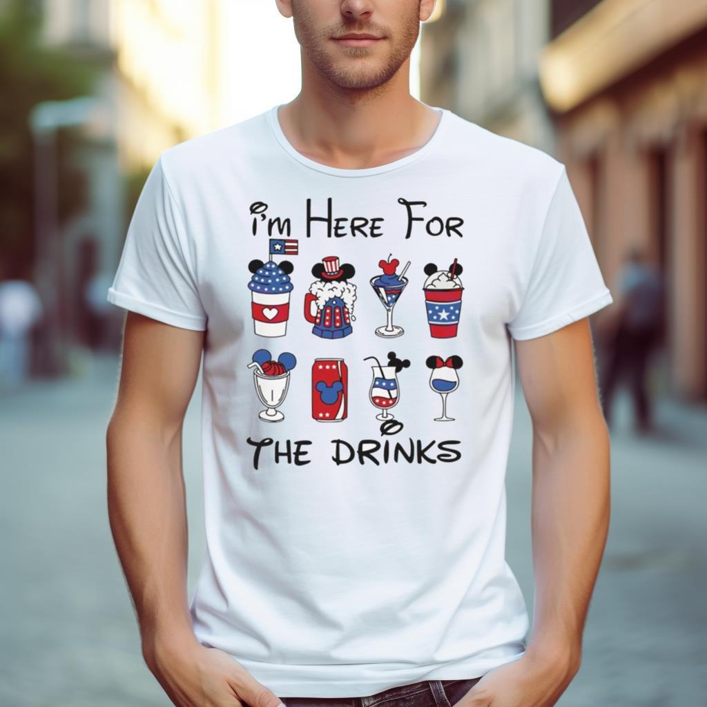 Mickey 4Th Of July I’M Here For The Drinks Shirt
