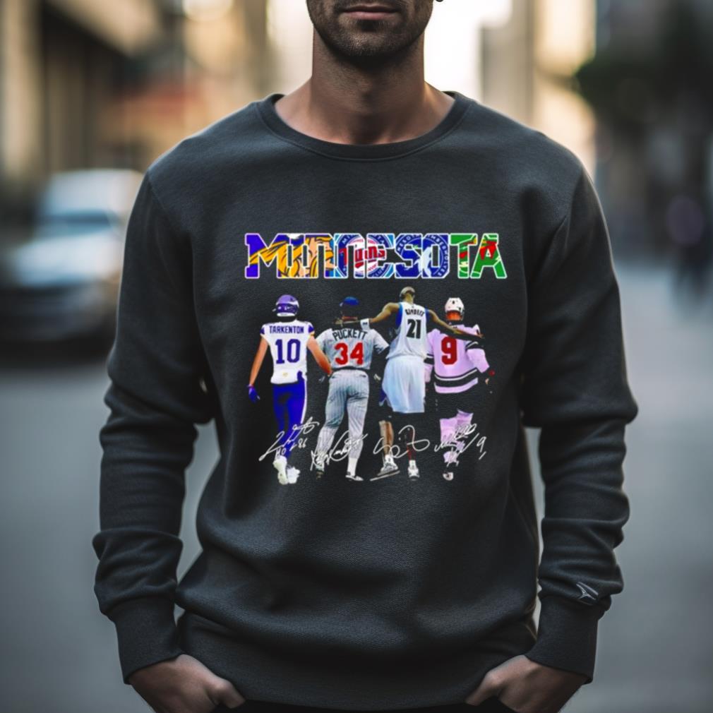 Minnesota Sports Teams Fran Tarkenton Kirby Puckett Kevin Garnett Mikko Koivu Signatures Shirt