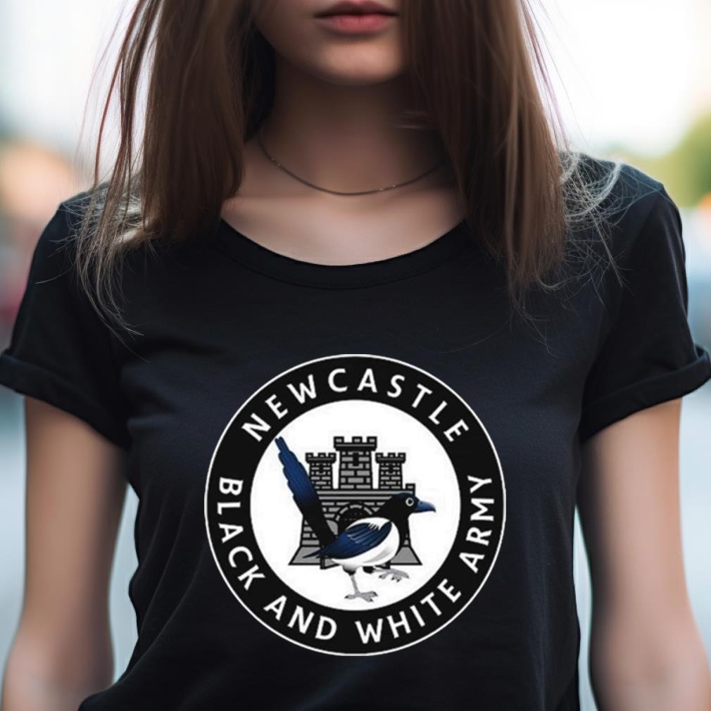 Newcastle Large Crest Fanmade Black And White Army Shirt Newcastle Large Crest Fanmade Black And White Army Shirt