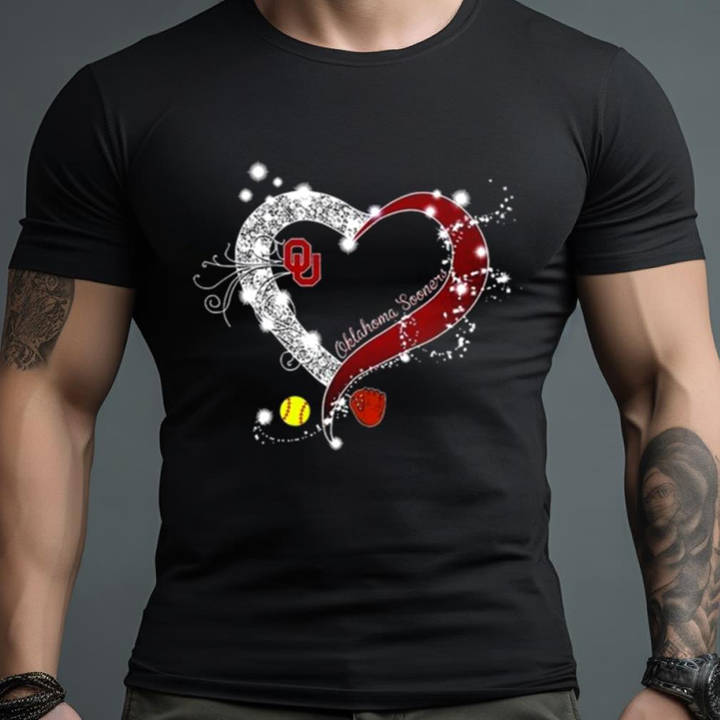 Oklahoma Sooners Softball With Glitter Heart 2023 Shirt