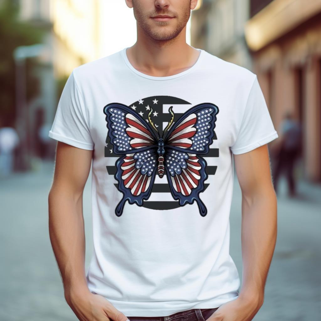 Patriotic Butterfly Gift 4Th Of July Usa Flag Meaningful Gift Shirt