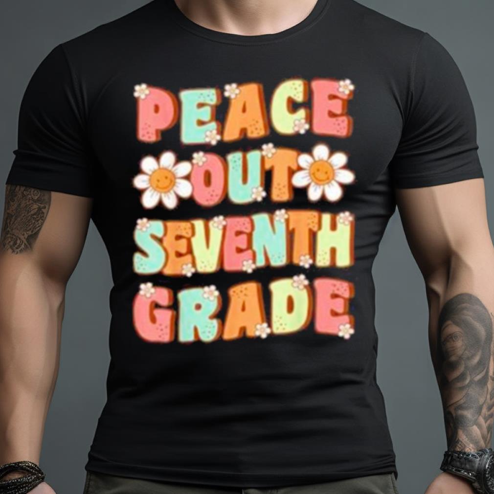Peace out seventh grade groovy last day of 7th grade Shirt