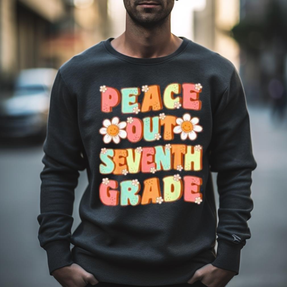 Peace out seventh grade groovy last day of 7th grade Shirt