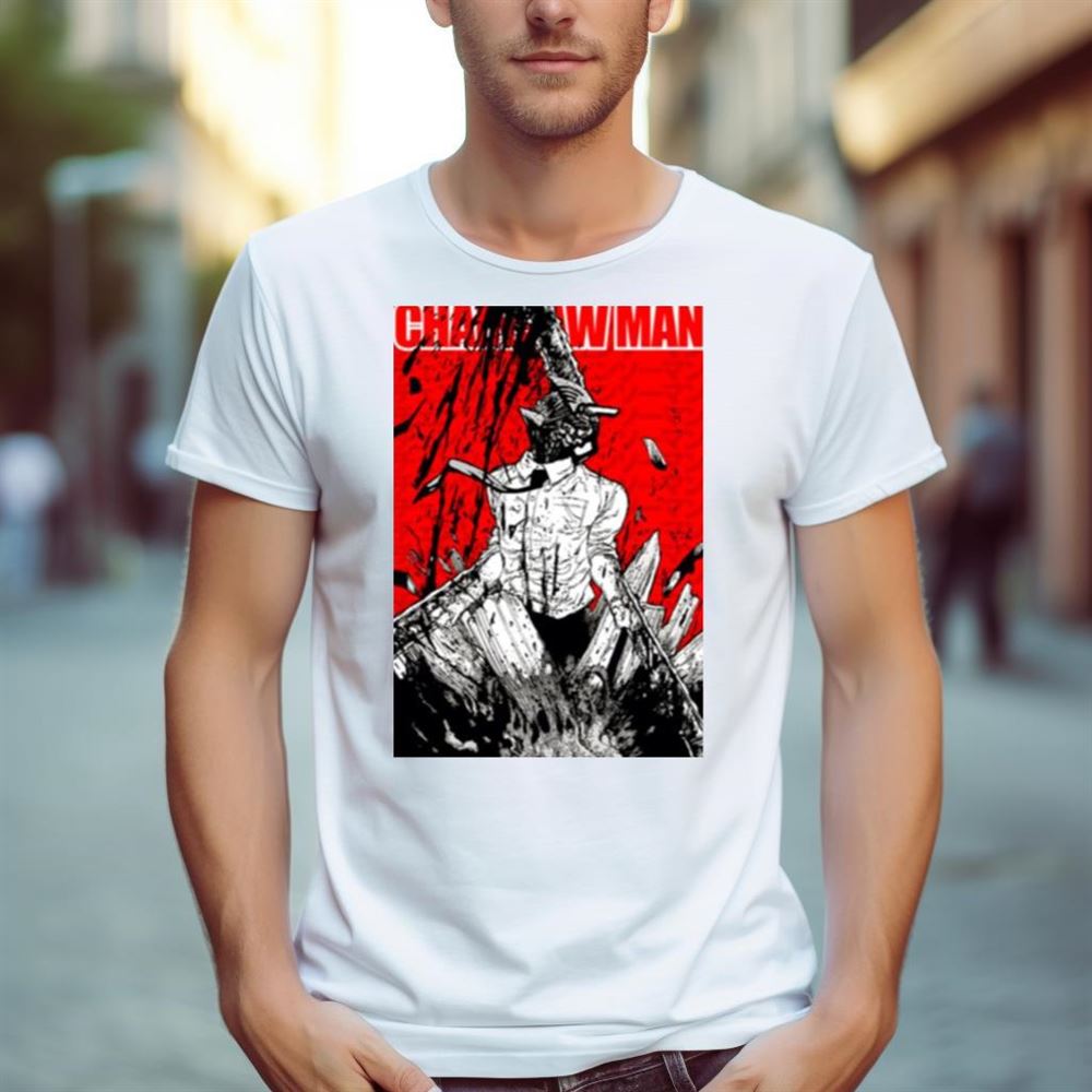 Red Design Anime Chainsaw Man Shirt - Hersmiles