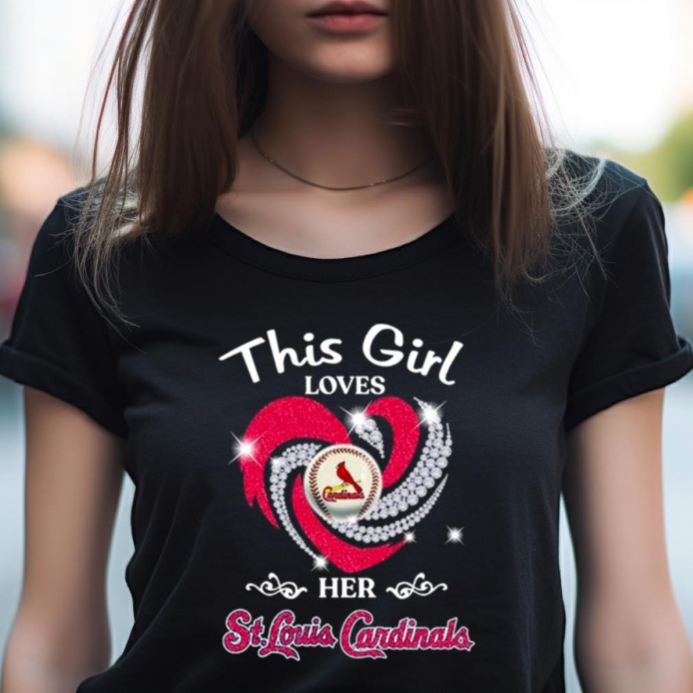 St. Louis Cardinals 2023 This Girl Loves Her St. Louis Cardinals Heart Diamond Shirt
