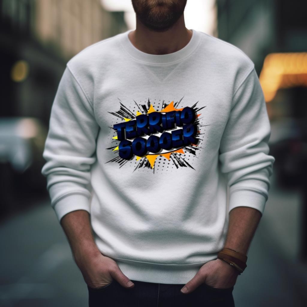 Terrific soccer vector illustrated comic book style phrase on abstract Shirt