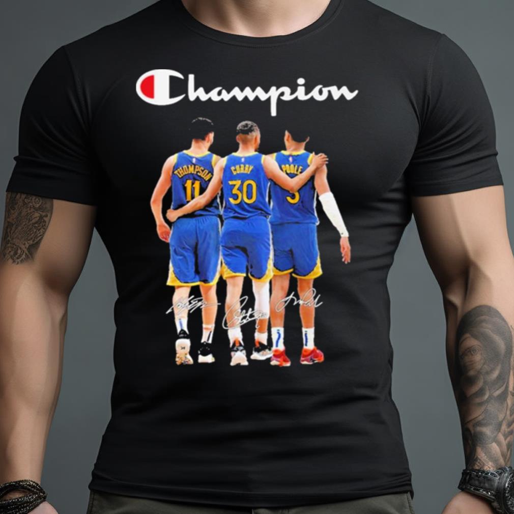 golden State Warriors Thompson Curry and Poole Champions 2023 signatures Shirt