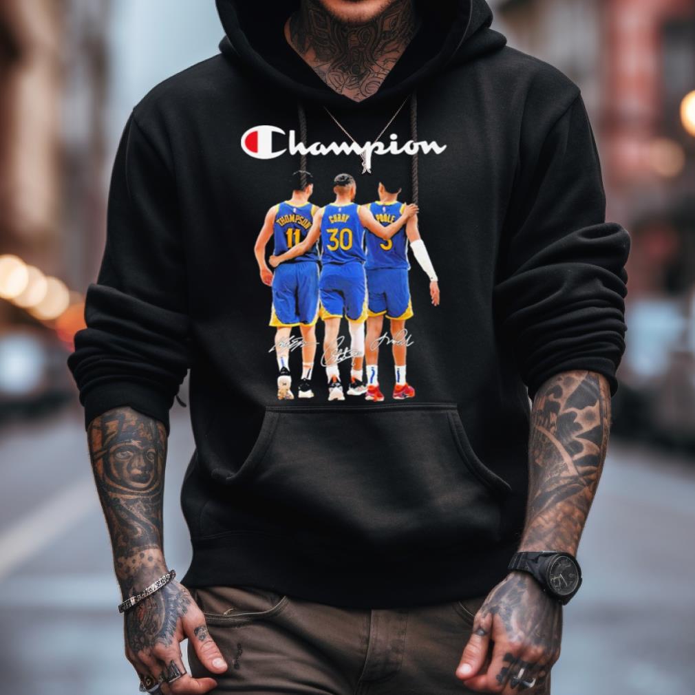 golden State Warriors Thompson Curry and Poole Champions 2023 signatures Shirt golden State Warriors Thompson Curry and Poole Champions 2023 signatures Shirt