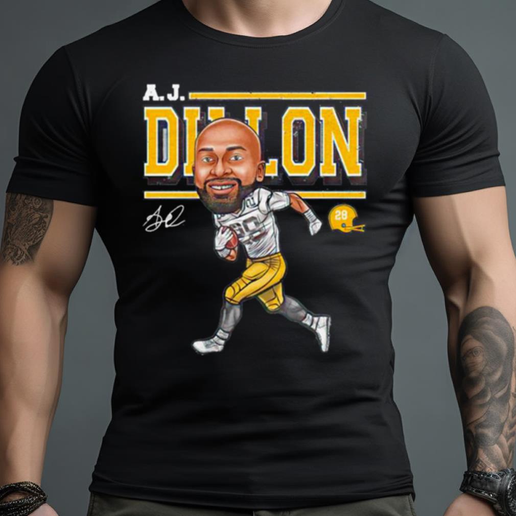 A.J. Dillon Green Bay Cartoon Signature Shirt