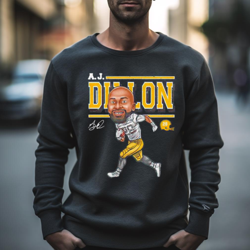 A.J. Dillon Green Bay Cartoon Signature Shirt