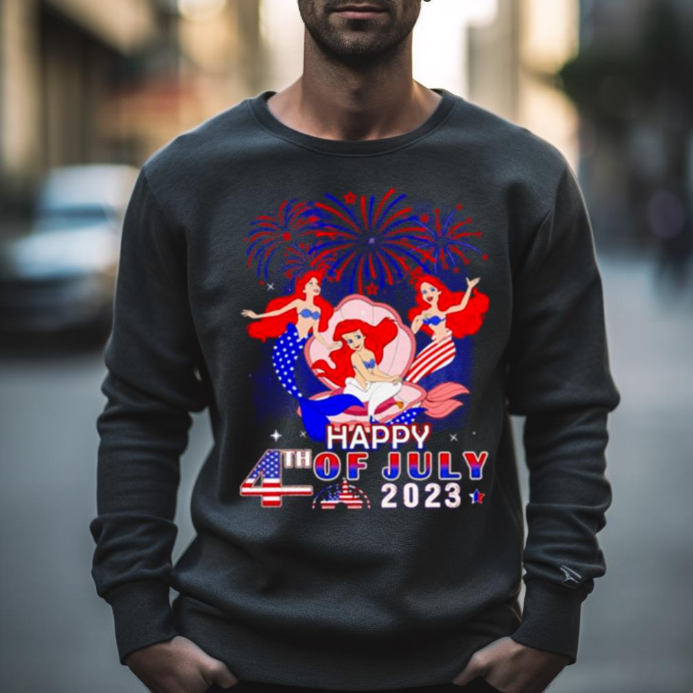 Ariel Mermaid Red Blue Fireworks Happy 4Th Of July 2023 Independent Shirt