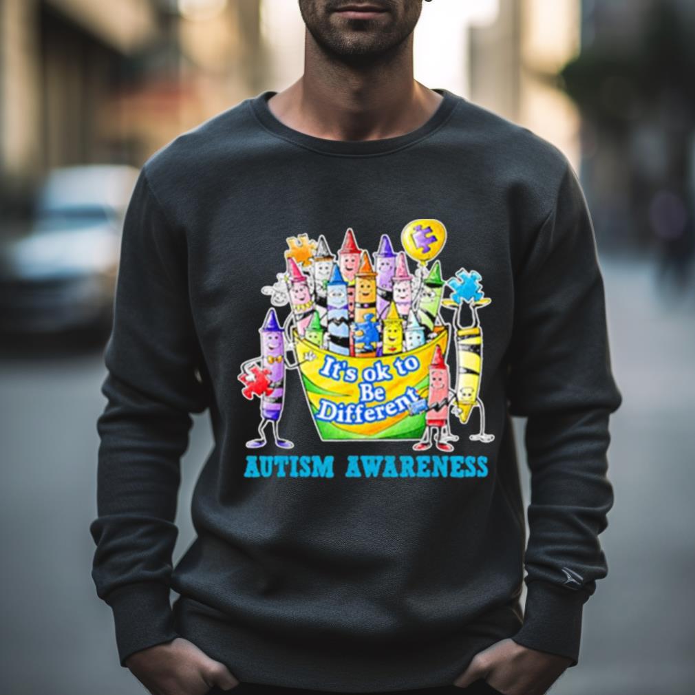 Autism Awareness Crayons Its Ok To Be Different Shirt