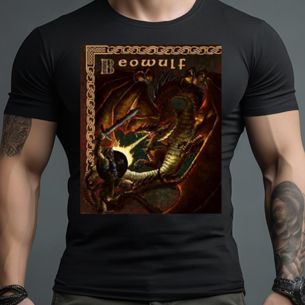 Beowulf Vs Dragon Retro Design Shirt