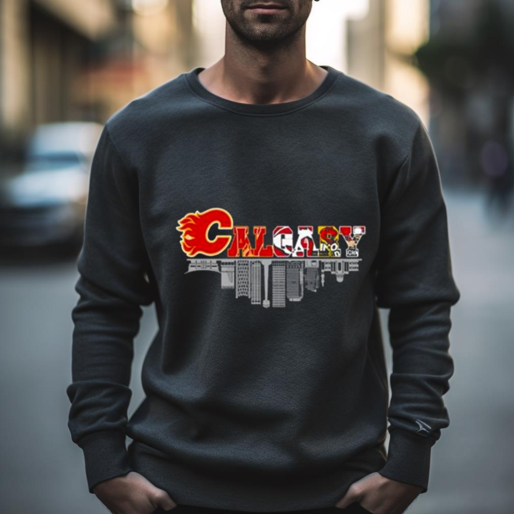 Calgary All Team Sports Skyline Flames Stampeders And Wranglers 2023 Shirt