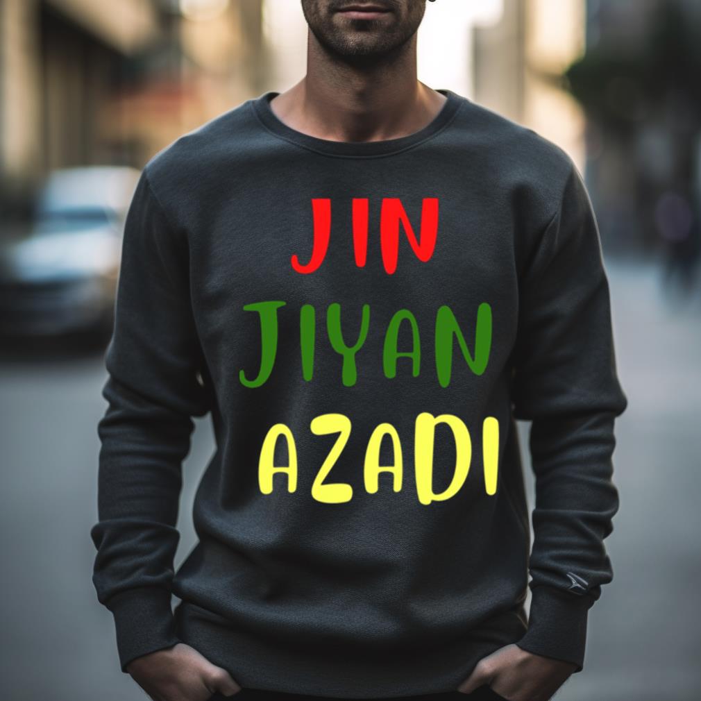 Colored Text Jin Jiyan Azadi Women Life Freedom Shirt