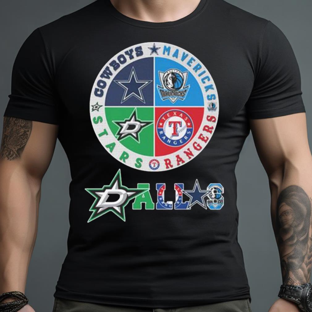 Dallas Circle Logo Sport Teams Cowboys Rangers Stars Mavericks Shirt