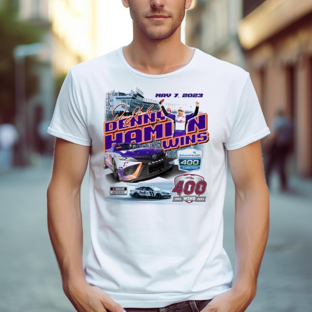 Denny Hamlin Checkered Flag Sports 2023 Adventhealth 400 Race Winner Tee Shirt