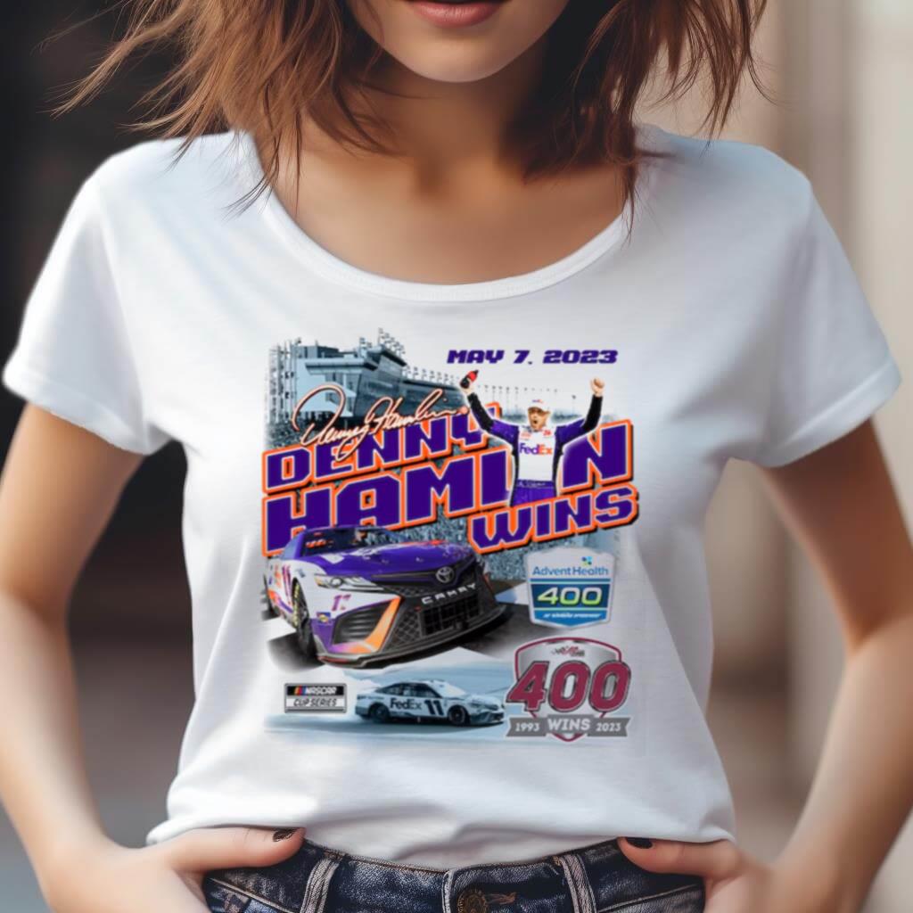 Denny Hamlin Checkered Flag Sports 2023 Adventhealth 400 Race Winner Tee Shirt Denny Hamlin Checkered Flag Sports 2023 Adventhealth 400 Race Winner Tee Shirt