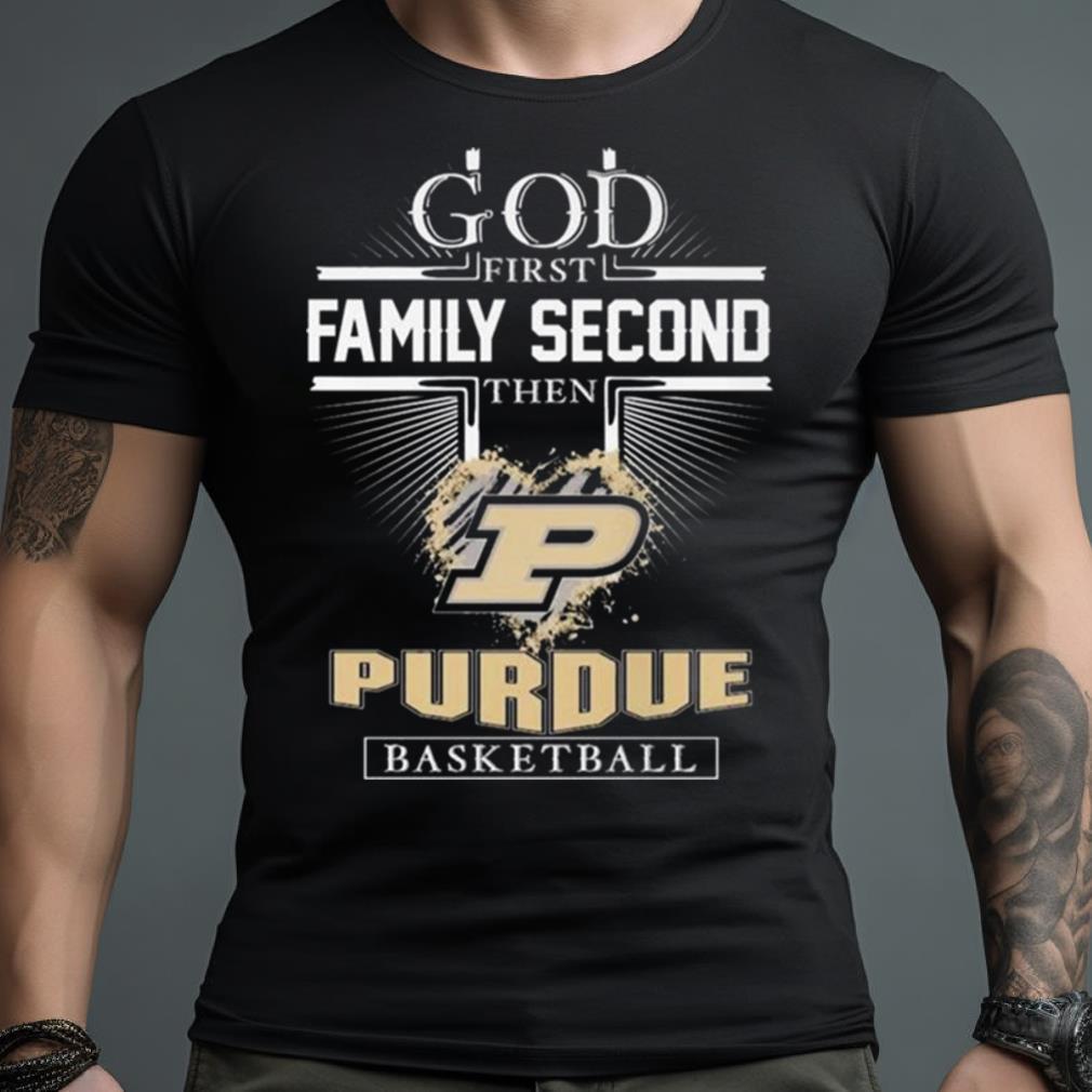 God First Family Second Then Purdue Boilermakers Football Logo Heart 2023 Shirt