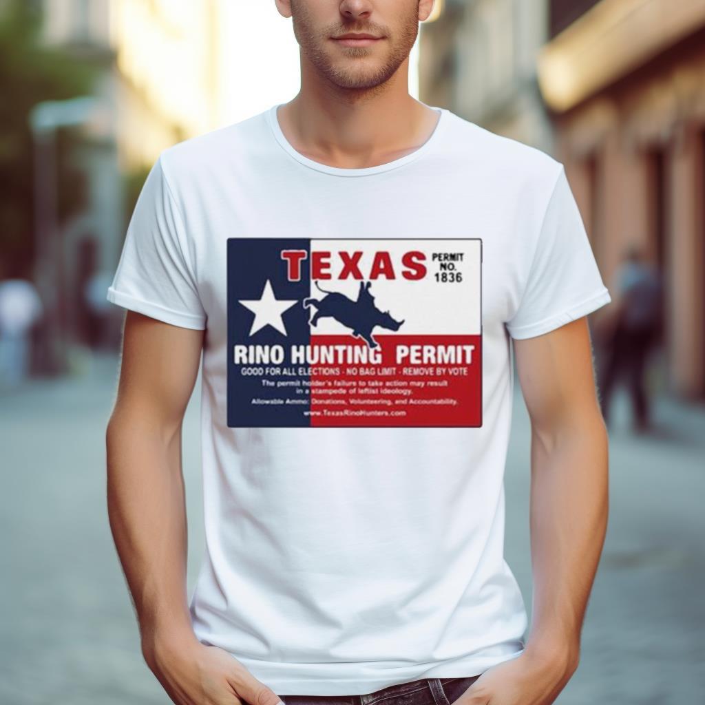 Kambree Texas Rino Hunting Permit Permit No 1836 Shirt