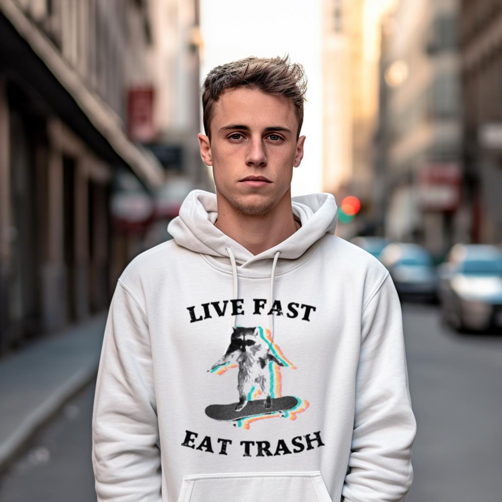 Live Fast Eat Trash Radical Raccoon Shirt