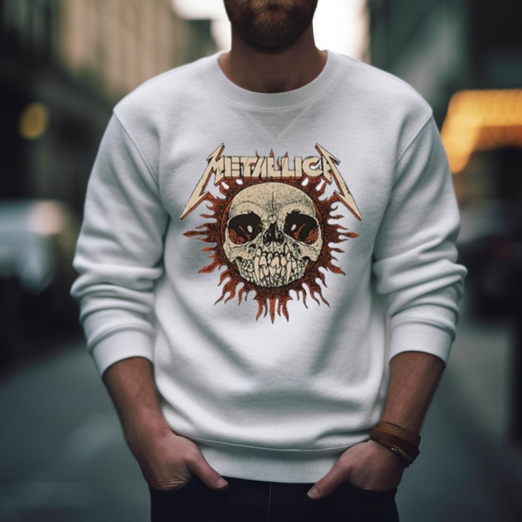 Metallica Flaming Sun Burnout T Shirt